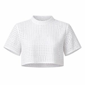 Forever 21 White Eyelet Cropped Tee